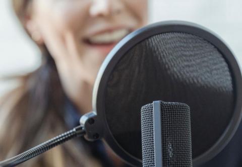 Woman with microphone