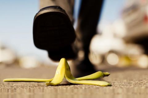 Banana peel on the ground
