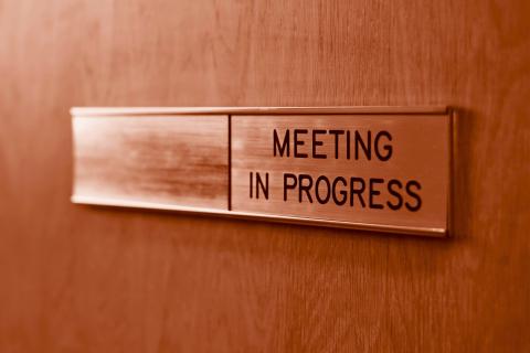 Closed door - Meeting in Progress
