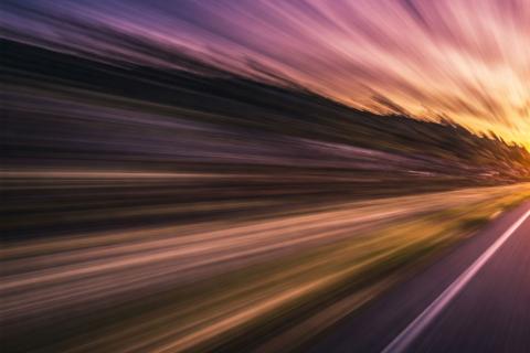 Blurred landscape speeding by