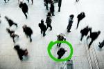 Person circled in a crowd