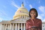 Woman in front of capitol