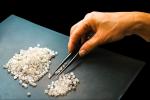 hand counting small items with tweezers