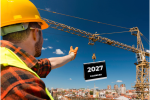 Construction worker directs crane carrying a calendar
